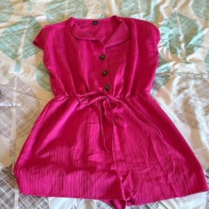 SHEIN Pink Button-Up Romper